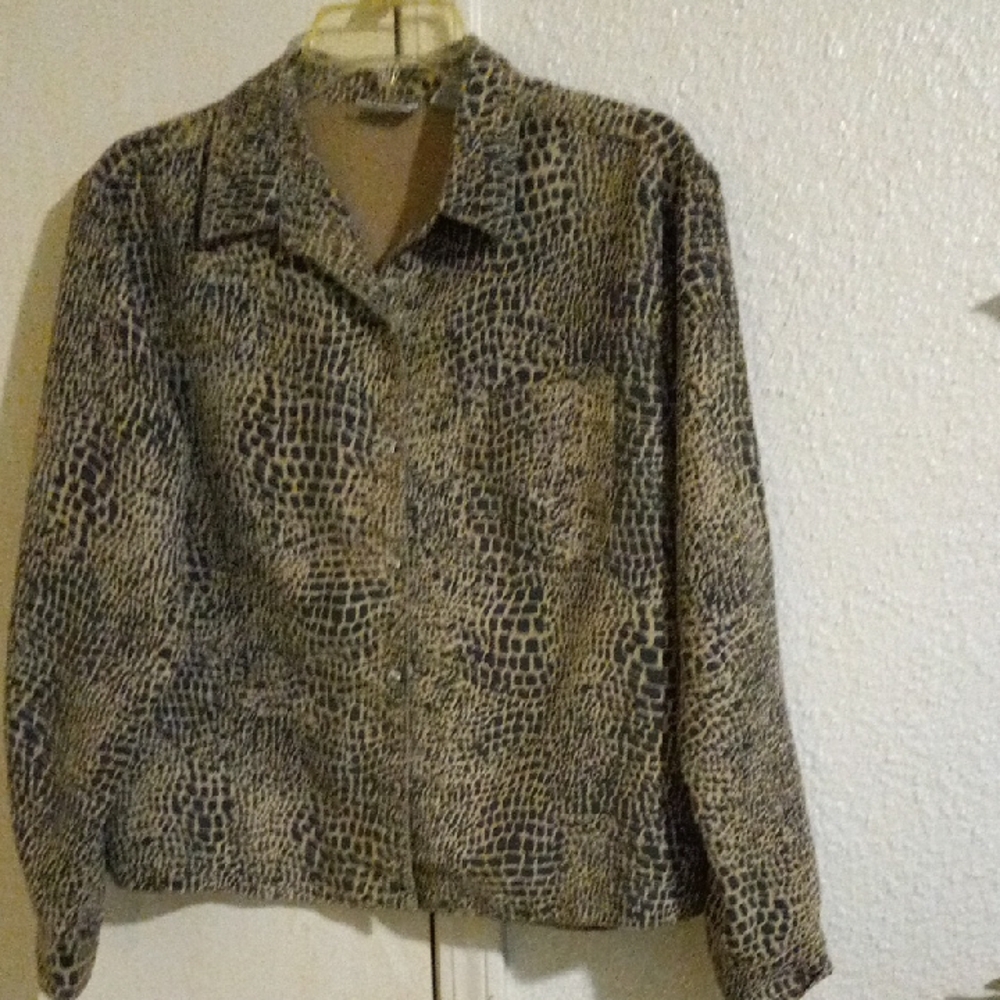 Chico's Beige and Black Animal Print Blazer